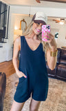 Black Linen Romper