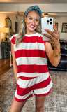 Red & White Striped Top