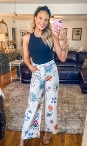 White Printed Pants