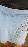 Light Denim Studded Skort