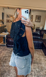 Black Eyelet Top