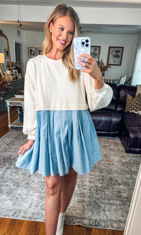 Cream Chambray Dress