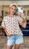 Cream & Pink Floral Top