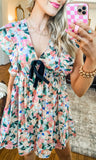 Pink & Blue Floral Bow Dress