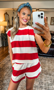 Red & White Striped Top