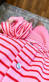 Pink & Red Striped Romper