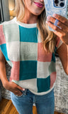 Multi Checker Sweater Top