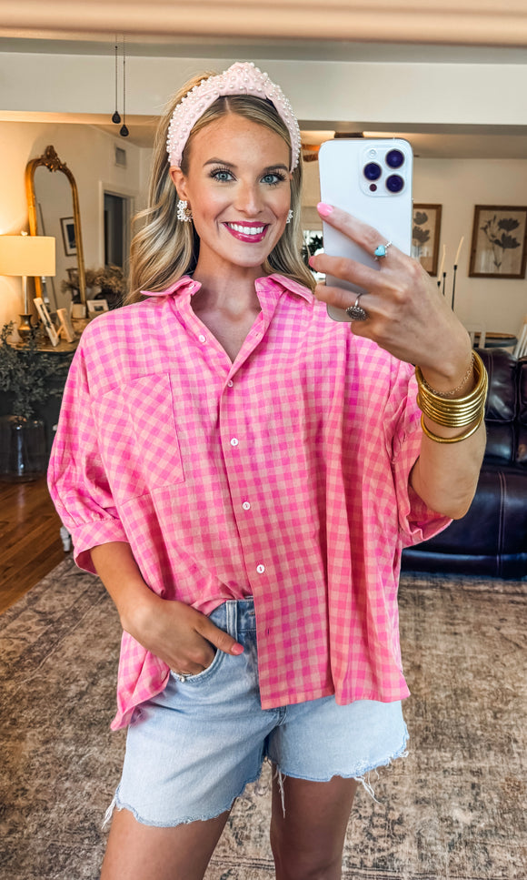 Pink Gingham Top