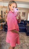 Pink & Red Striped Romper