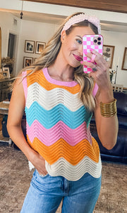 Pink & Orange Sweater Top