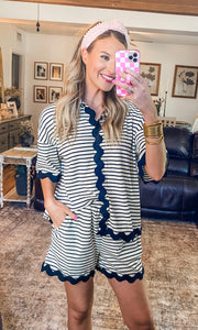 Cream & Black Striped Top