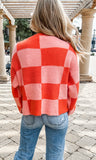 Apricot Checkered Sweater