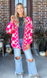 Hot Pink Checkered Cardi